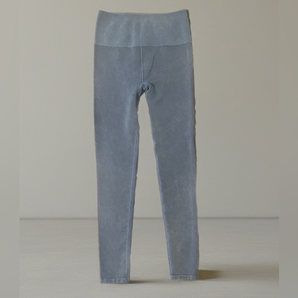 🛝 Fabletics Ribbed Leggings~Women’s XS~Heathered Bluish~High-Rise~25” Inseam
